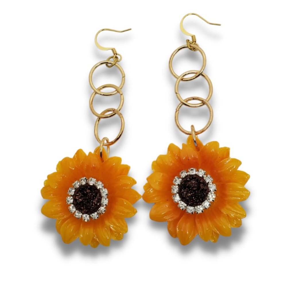 Orange Flower Earrings